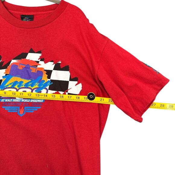 Disney Red Indy 200 Vintage 1998 Checkered Flag Short Sleeves T-shirt XL‎ - Picture 7 of 9
